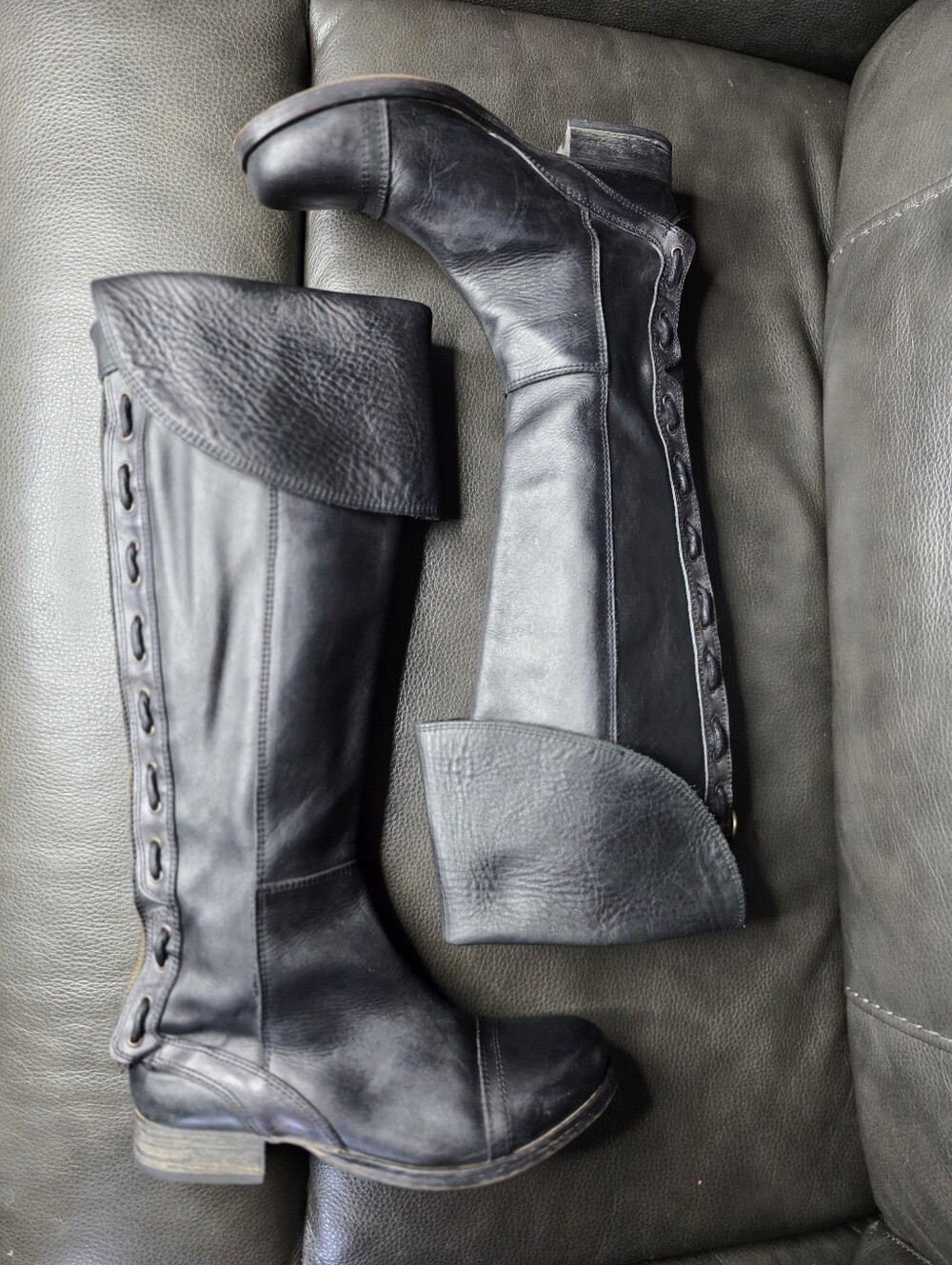 JC JEFFREY CAMPBELL Tall Black Leather Over The Knee Boots